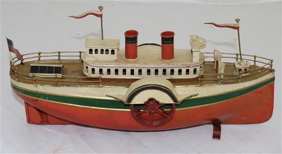 A Carette tinplate model of an American steamer, 14in.